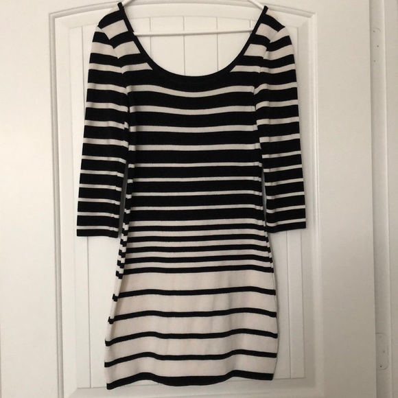 Black & White Striped Sweater Dress - Picture 2 of 2
